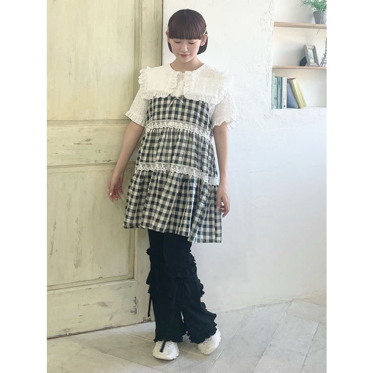 merryjenny フリルリブフレアパンツ 実物写真あり merry jenny（メリージェニー）の「フリルリブフレアパンツ