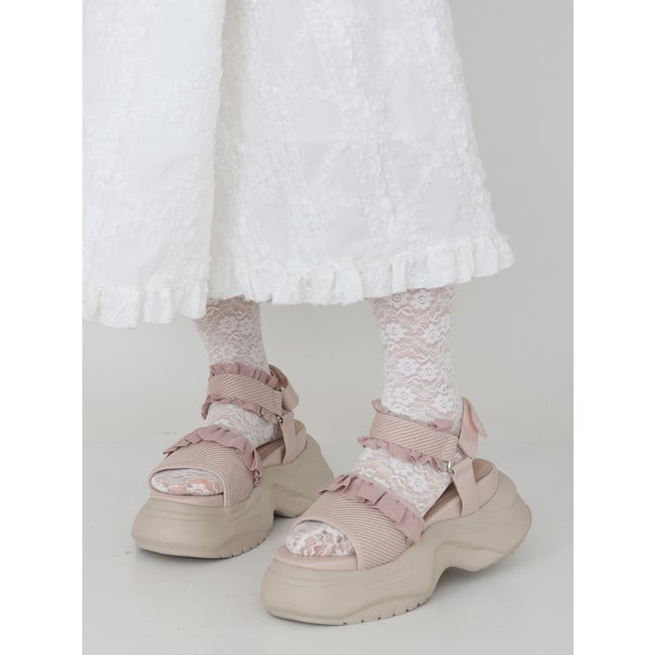 フリルメッシュスニーカーサンダル[品番：MKSW0057609]｜merry
