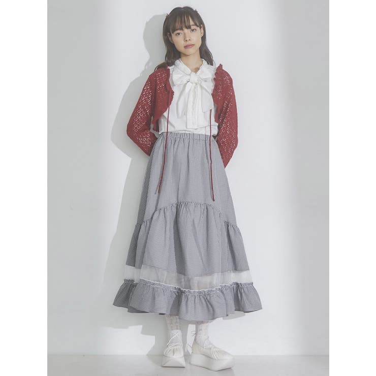 透かし編みショートニットカーディガン[品番：MKSW0055454