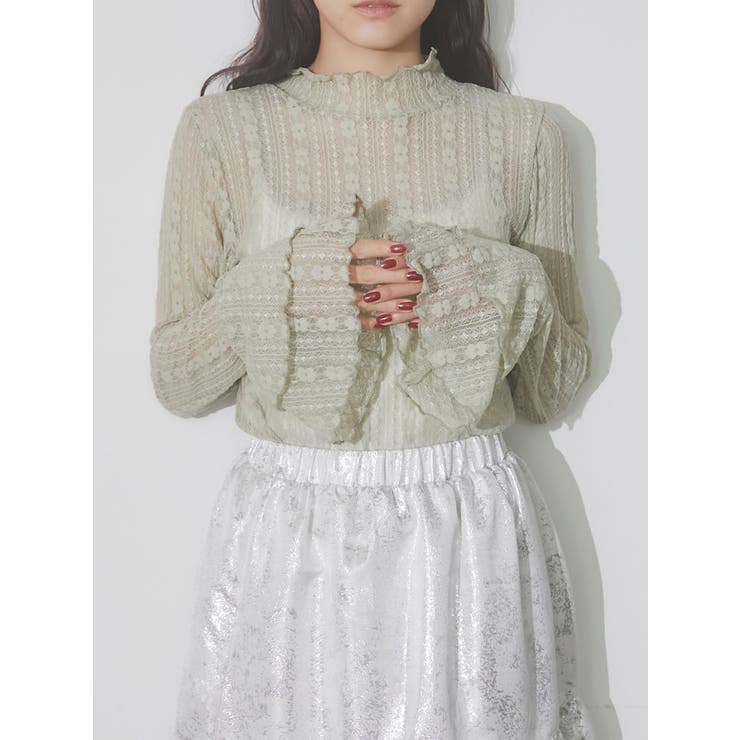 Wフレアスリーブレースtops[品番：MKSW0055455]｜merry jenny