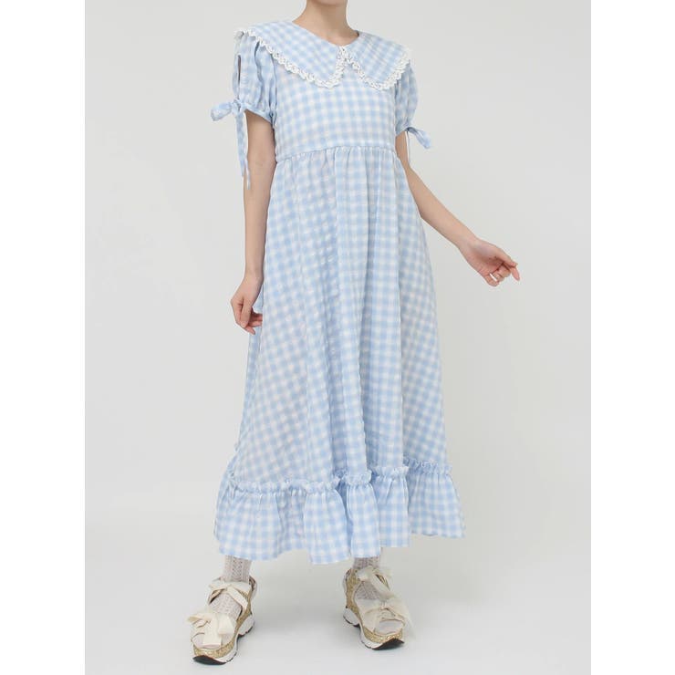 ギンガムリボンワンピース[品番：MKSW0057334]｜merry jenny
