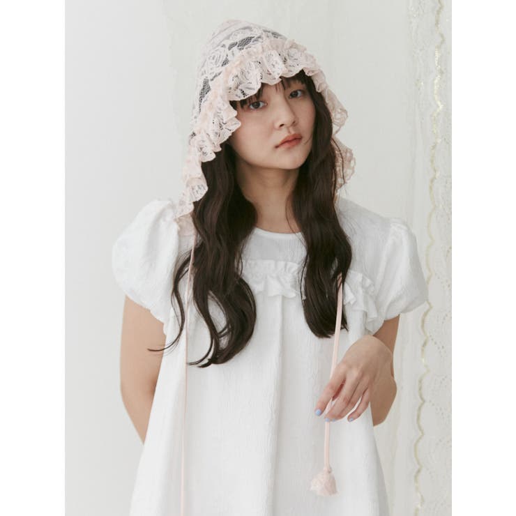 flowerレースボンネット[品番：MKSW0057229]｜merry jenny