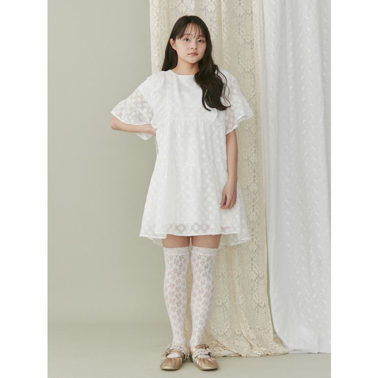 flower dot ティアードミニワンピース[品番：MKSW0058758]｜merry