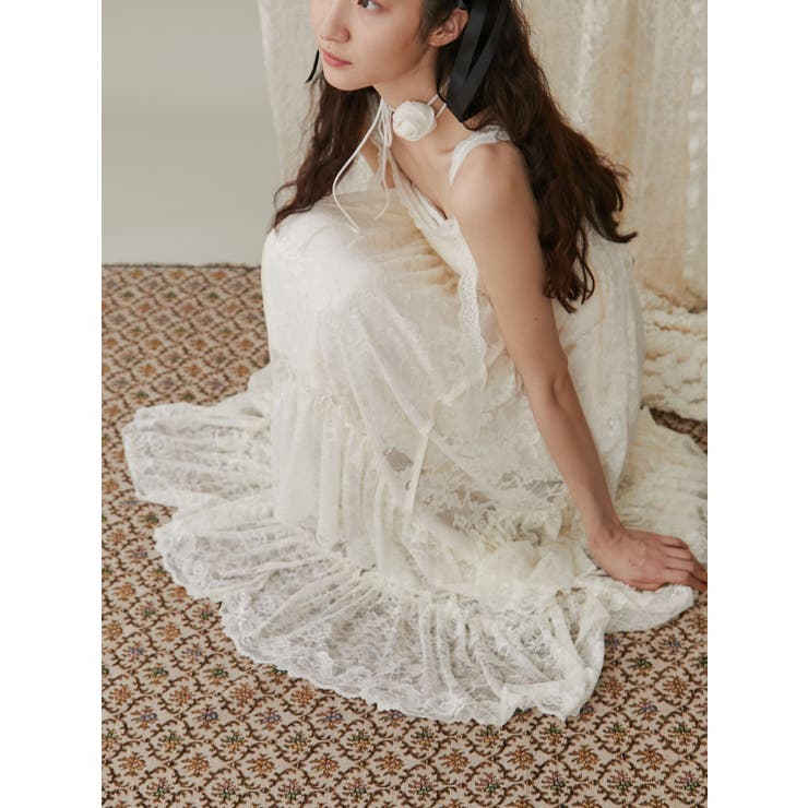 デコラティブレースキャミワンピース[品番：MKSW0060544]｜merry