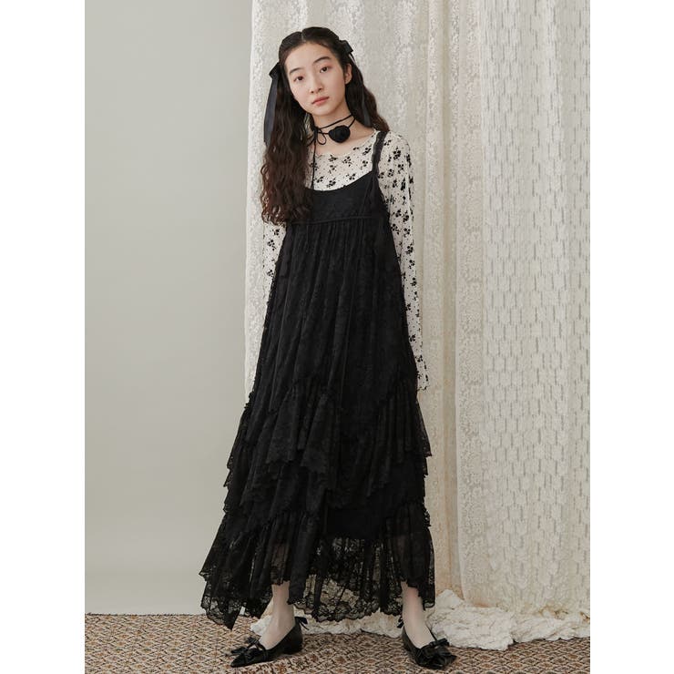 デコラティブレースキャミワンピース[品番：MKSW0060544]｜merry