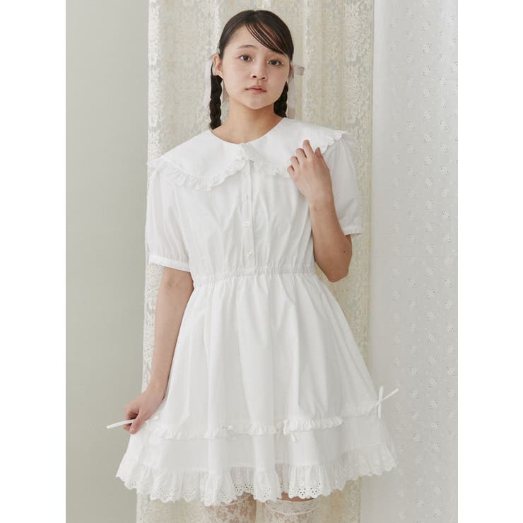 リボンフレアミニワンピース[品番：MKSW0058760]｜merry jenny