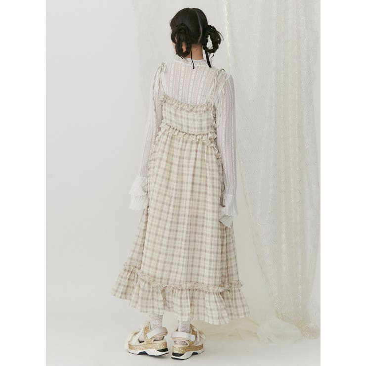 チェックリボンキャミワンピース[品番：MKSW0059318]｜merry