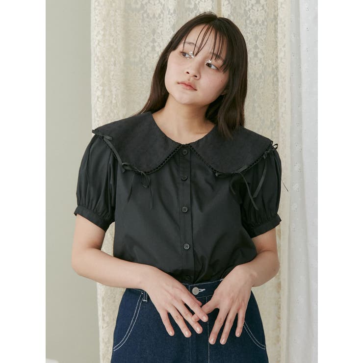 ピコレースribbonブラウス[品番：MKSW0058288]｜merry jenny