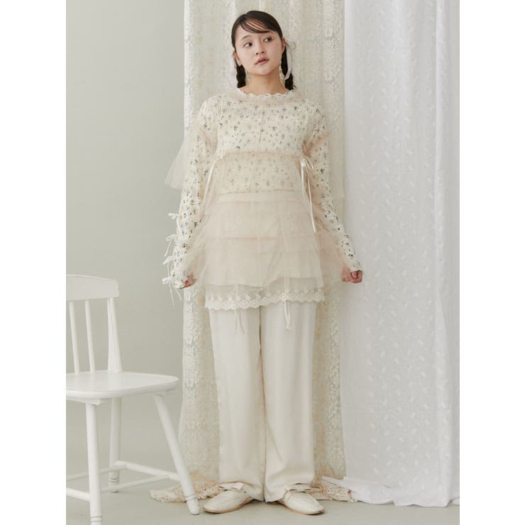 チュールティアードチュニック ピンク 新品未使用メリージェニー メリージェニー merry jenny チュールティアードチュニック