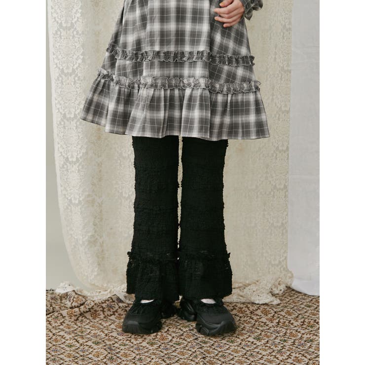 古着 ヴィンテージ レース ティアードパンツ パンツ メルヘン ハンサムホワイトレース】ヴィンテージレースパンツ - リメイク