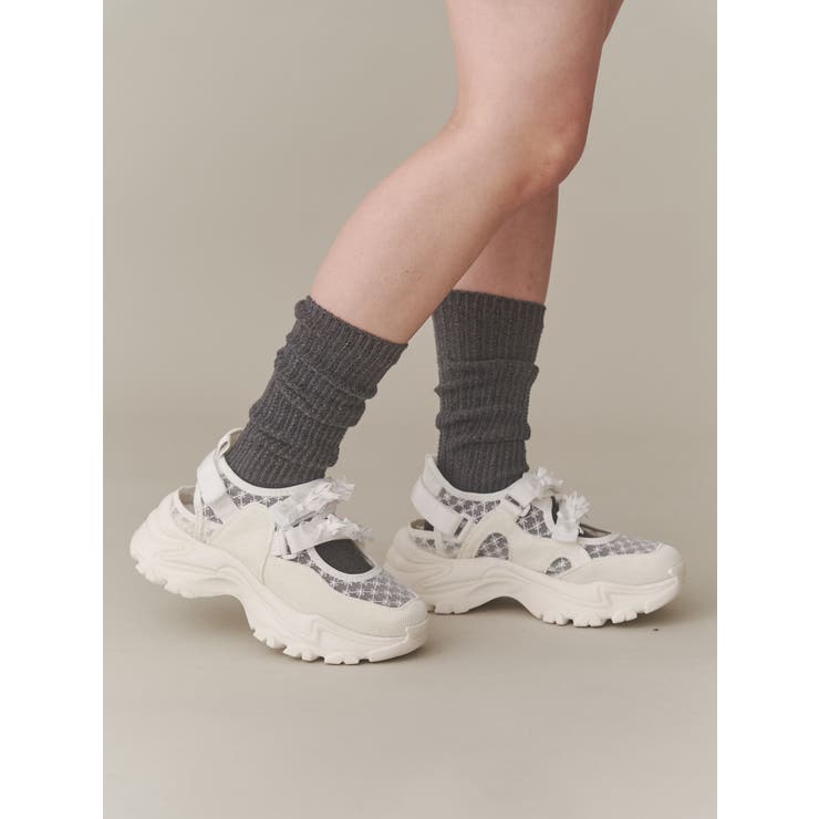 オフホワイト | ribbonシアーベルクロスニーカー | merry jenny