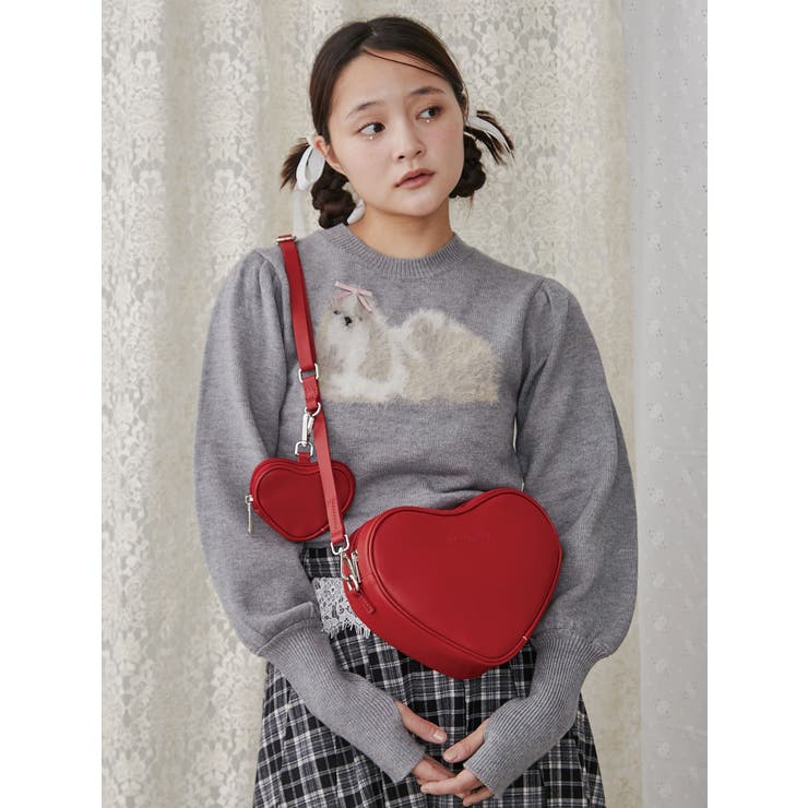 doubleハートショルダーバッグ[品番：MKSW0059579]｜merry jenny