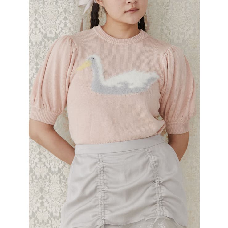 ピンク | あひるジャカードニットtops | merry jenny