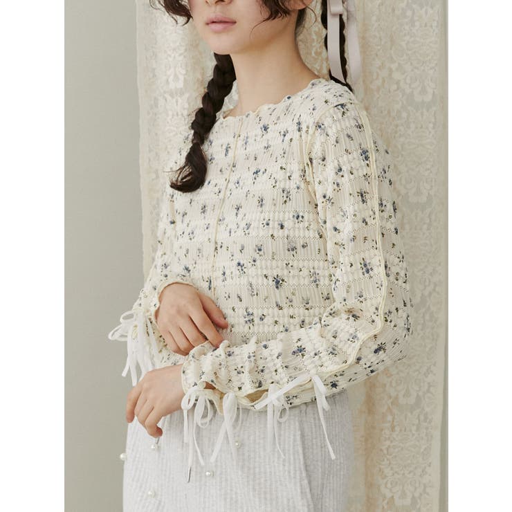 アイボリー | floral print レースtops | merry jenny
