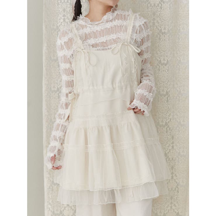 オフホワイト | fluffy frill tops | merry jenny