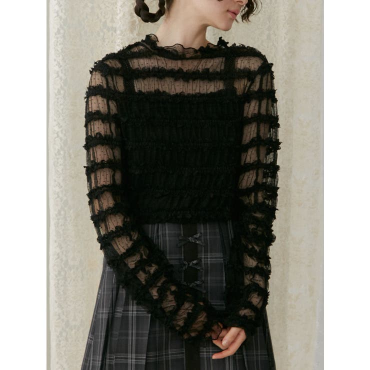 ブラック | fluffy frill tops | merry jenny
