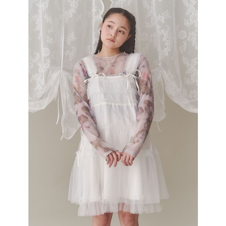 flowerシアーメッシュtops[品番：MKSW0058768]｜merry jenny
