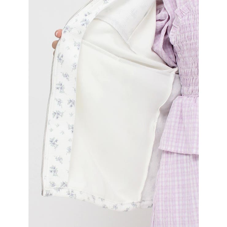 【merry jenny】floralコンビトラックジャケット merry jenny floralコンビトラックジャケット（ブルー） -ファッション