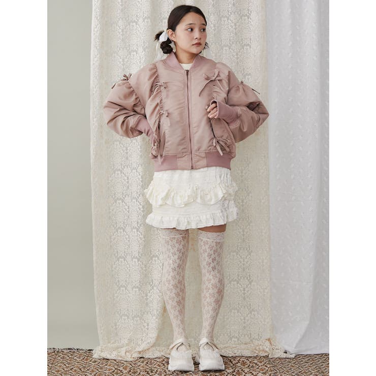 ジャケット・アウター Treat Urself Girly ribbon MA-1(pink) トリートユアセルフ Girly ribbon MA-1の通販 by ❤︎｜ラクマ