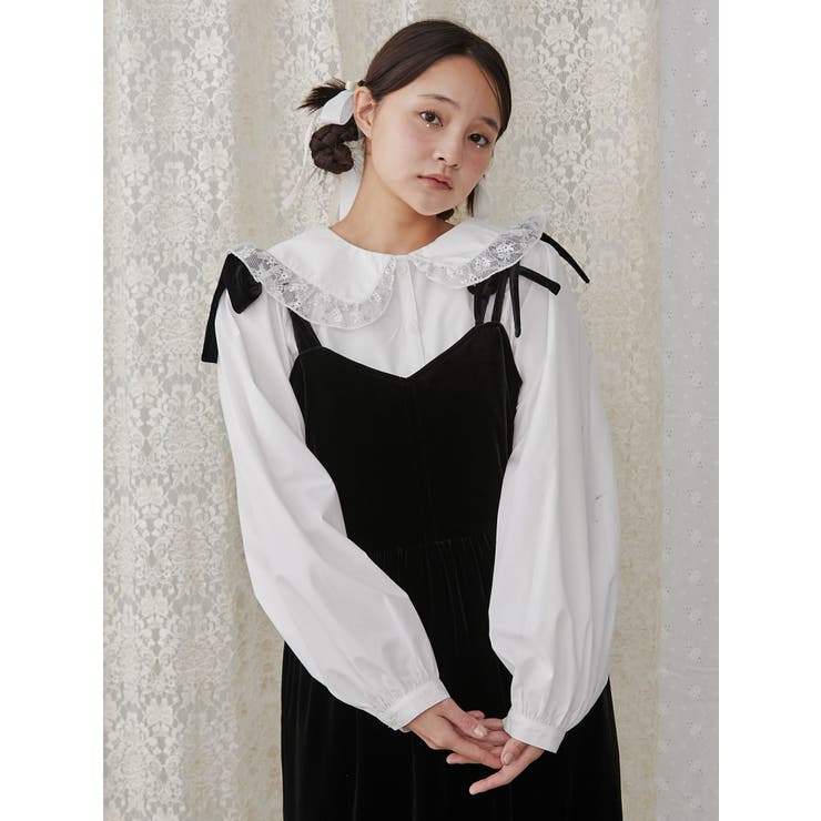 アシメribbonベロアワンピース[品番：MKSW0060209]｜merry jenny