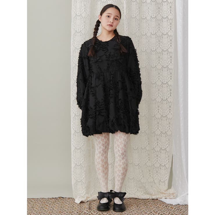 バルーンリボンミニワンピース[品番：MKSW0060210]｜merry jenny
