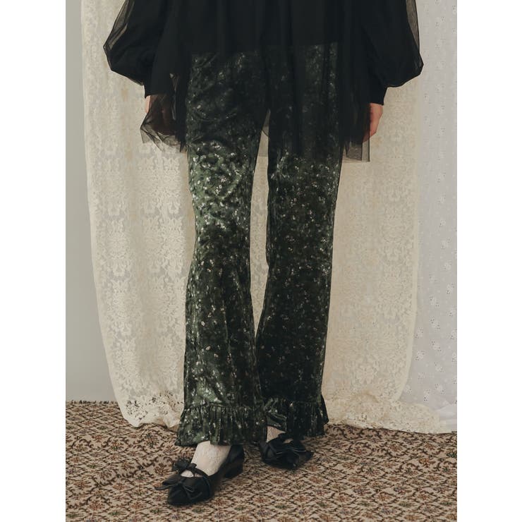 flowerベロアパンツ[品番：MKSW0060549]｜merry jenny（メリージェ二ー