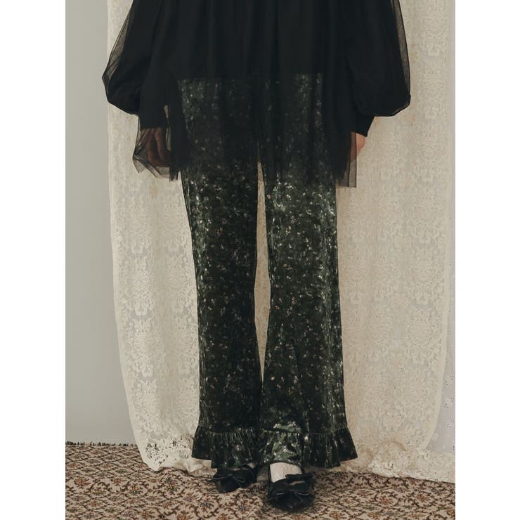 flowerベロアパンツ[品番：MKSW0060549]｜merry jenny（メリージェ二ー