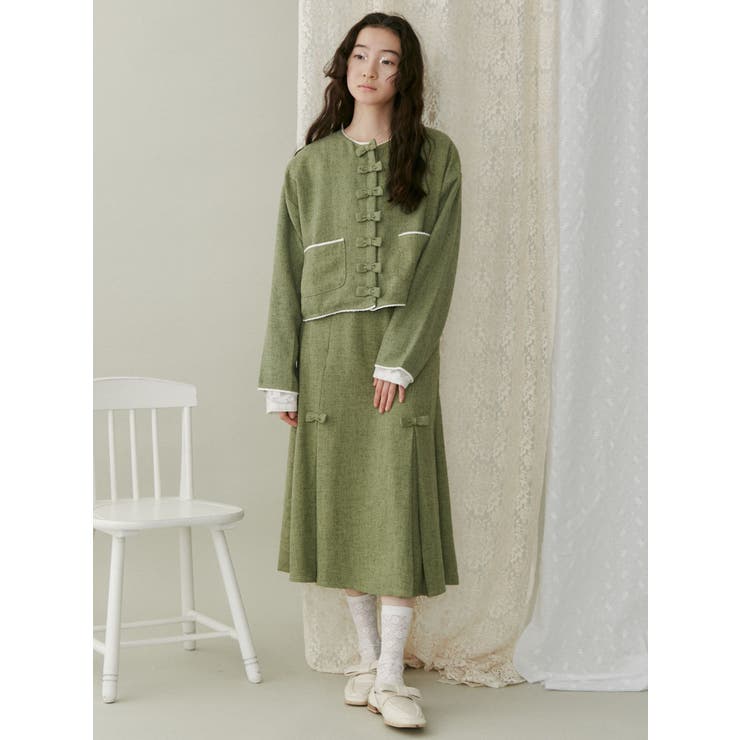 リボンプリーツミディスカート【セットアップ着用可能】 | merry jenny | 詳細画像10 