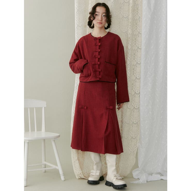 リボンプリーツミディスカート【セットアップ着用可能】 | merry jenny | 詳細画像13 