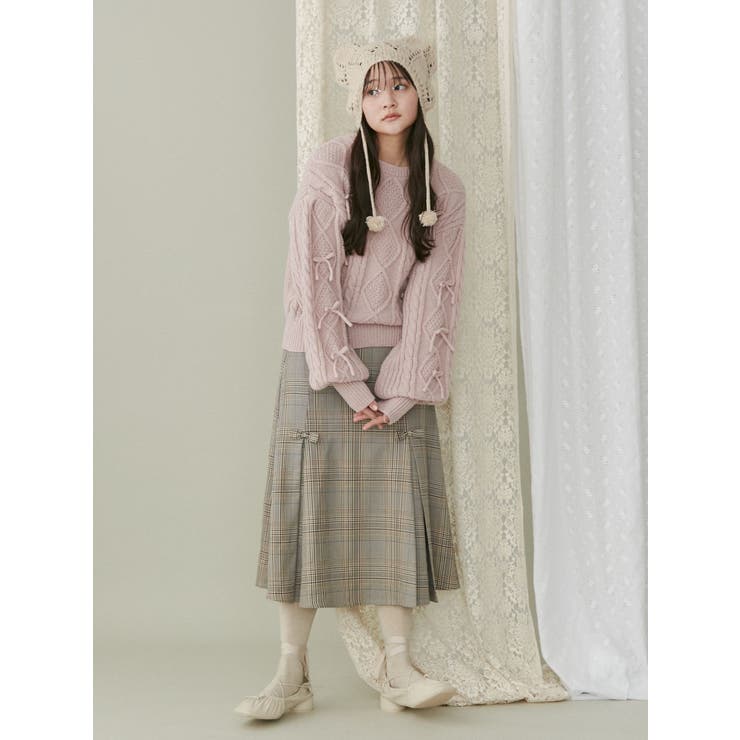 リボンプリーツミディスカート【セットアップ着用可能】 | merry jenny | 詳細画像26 