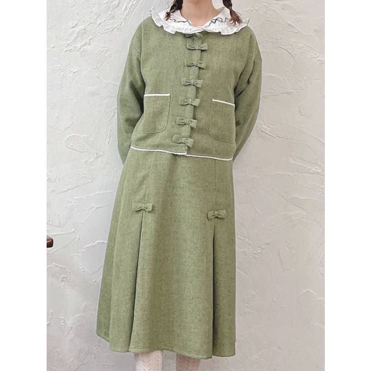 リボンプリーツミディスカート【セットアップ着用可能】 | merry jenny | 詳細画像4 