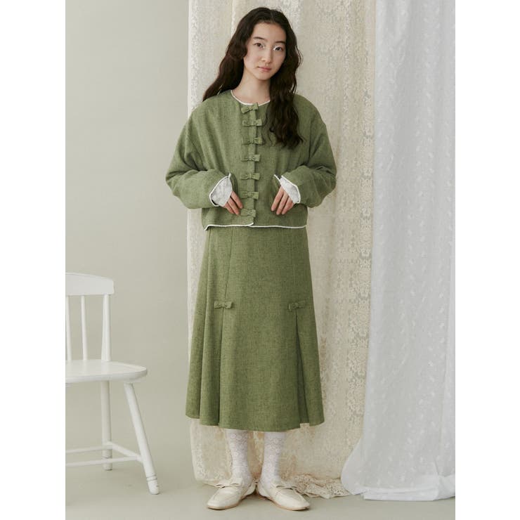 リボンプリーツミディスカート【セットアップ着用可能】 | merry jenny | 詳細画像7 