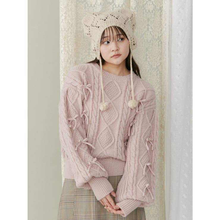リボンたくさんニットプルオーバー[品番：MKSW0058310]｜merry jenny