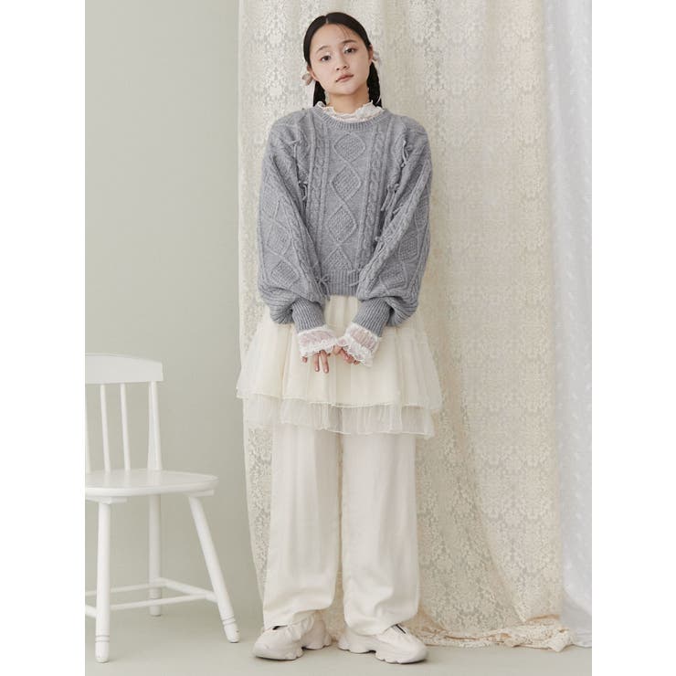 リボンたくさんニットプルオーバー[品番：MKSW0058310]｜merry jenny