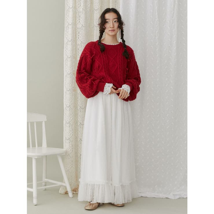 ローズです。　Rene 34リボンいっぱいニット merry jenny（メリージェニー） ニット セーター りぼんがいっぱい