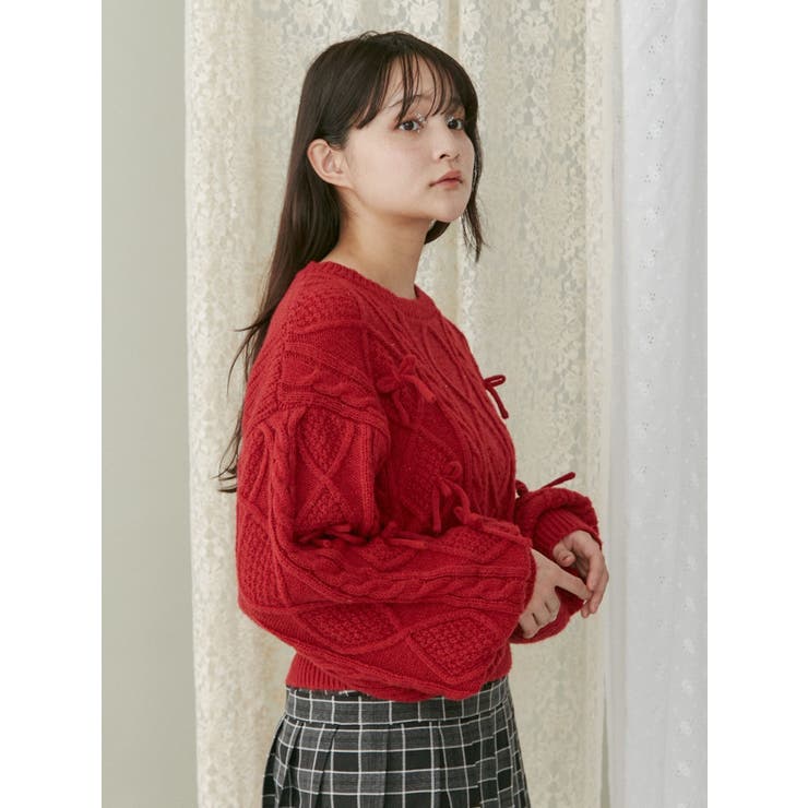 merry jenny スリーブリボンカーディガン 赤 merry jenny トップス スリーブリボンカーディガン - メルカリ