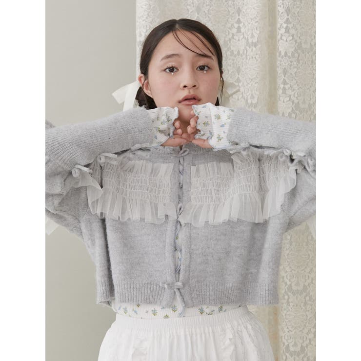メリージェニー merry jenny シャーリングチュールニット