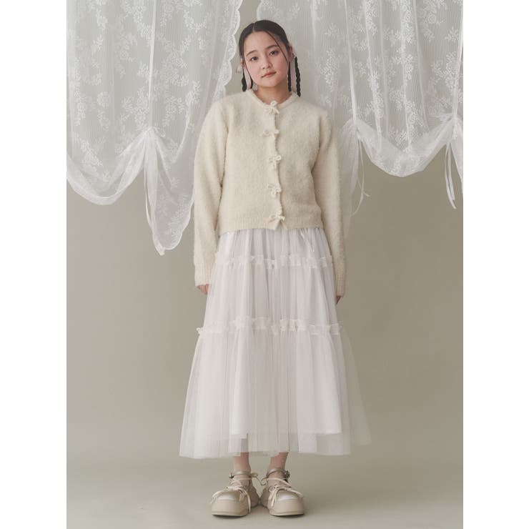 ブークレリボンニットカーディガン[品番：MKSW0060140]｜merry jenny