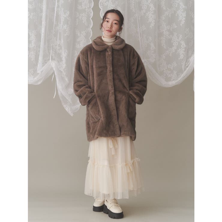 cuddlyフェイクファーコート[品番：MKSW0060555]｜merry jenny