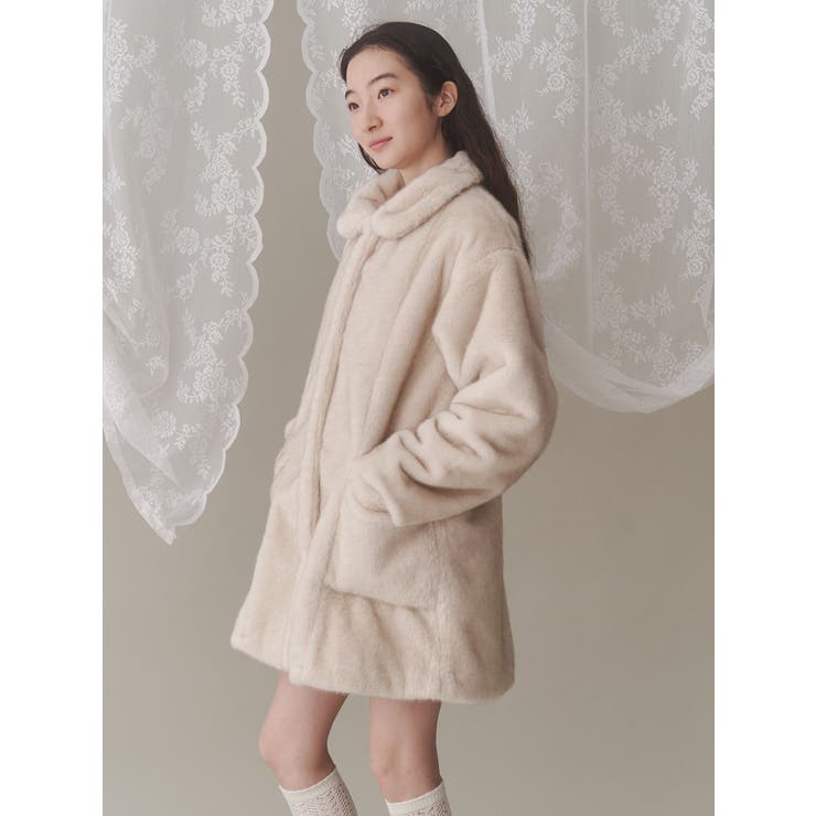 【日本未発売】 cuddlyフェイクファーコート[品番：MKSW0060555]｜merry jenny ジャケット・アウター