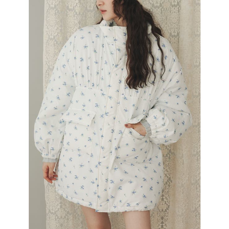 merry jenny flower パファーコート ブルー 小花柄 merry jenny flower パファーコート ブルー 小花柄 merry jenny