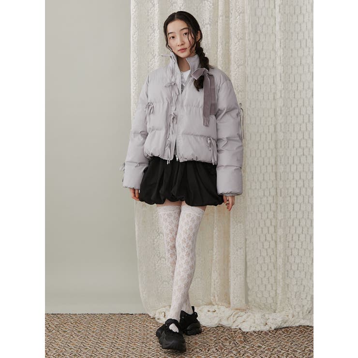 ribbon paddedジャケット[品番：MKSW0060142]｜merry jenny