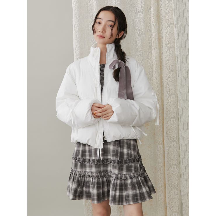 ribbon paddedジャケット[品番：MKSW0060142]｜merry jenny