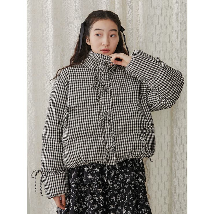 ジャケット・アウター Ribbon ribbon paddedジャケット[品番：MKSW0060142]｜merry jenny