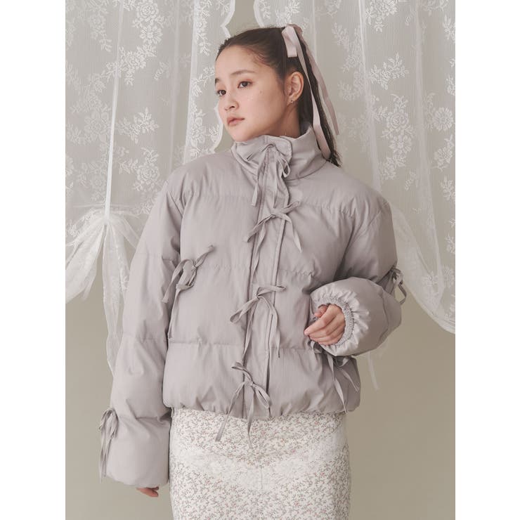 ribbon paddedジャケット[品番：MKSW0060142]｜merry jenny