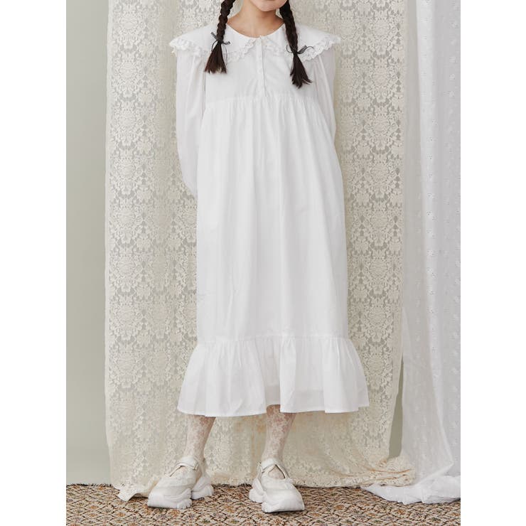 【最終価格】merryjenny ワンピース　フリーサイズ フリルカラーギャザーワンピース[品番：MKSW0060516]｜merry