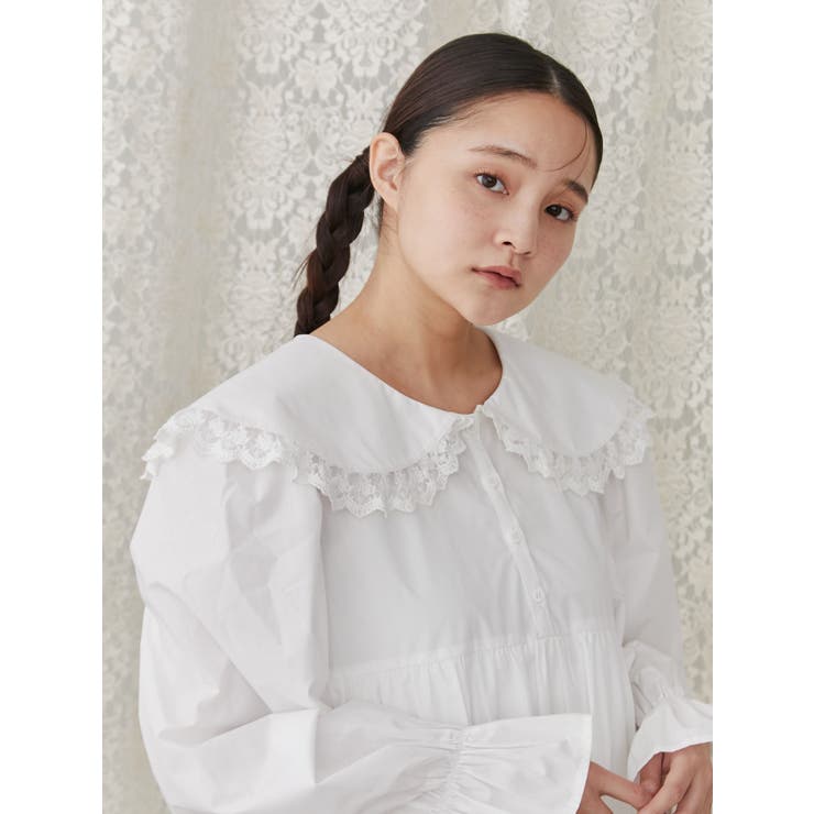 フリルカラーギャザーワンピース merry jenny merry jenny（メリージェニー）の「フリルカラーギャザー