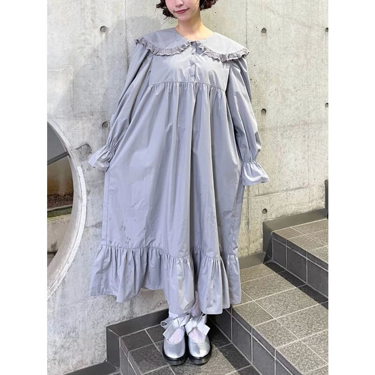 フリルカラーギャザーワンピース[品番：MKSW0060516]｜merry jenny  