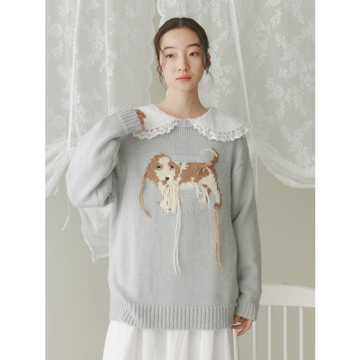 vintage like dogニット[品番：MKSW0060148]｜merry jenny（メリージェ