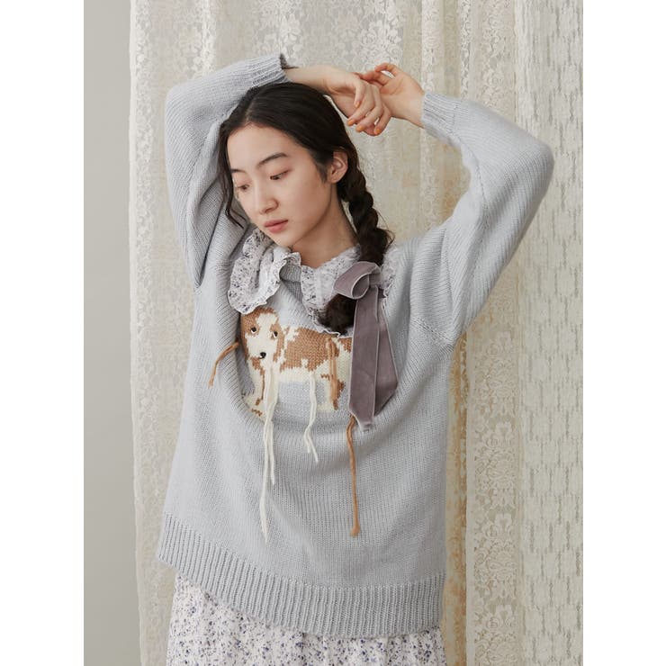魅力的な vintage like dogニット[品番：MKSW0060148]｜merry jenny トップス